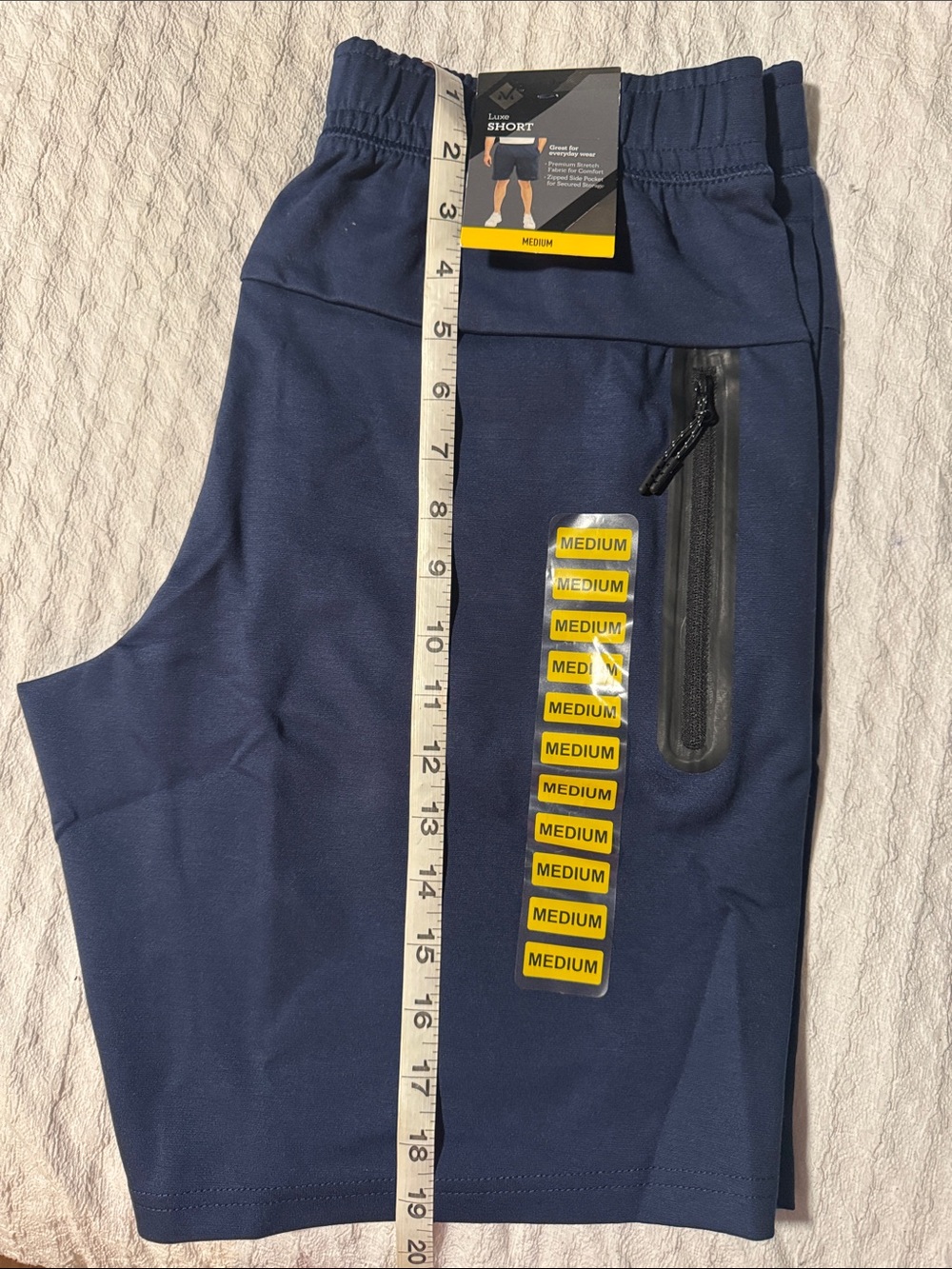 Men's Navy Athletic Shorts with Zipper side Pocket